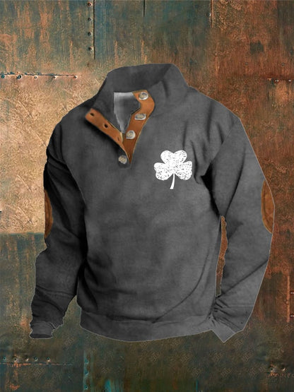 Men's St. Patrick's Day Printed Button Sweatshirt