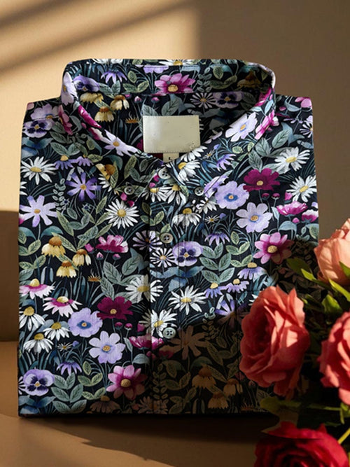 Men's Business Luxury Floral Print Short-sleeved Shirt
