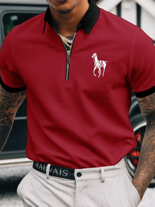 Casual Men'S Zipper Polo