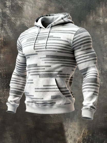 Men's Retro Distressed Color Block Print Casual Long Sleeve Sweatshirt