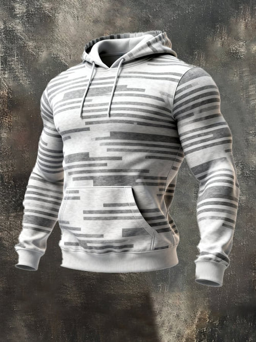 Men's Retro Distressed Color Block Print Casual Long Sleeve Sweatshirt