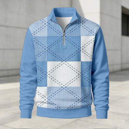 Men's Printed Stand-Up Collar Zip-Up Hoodie