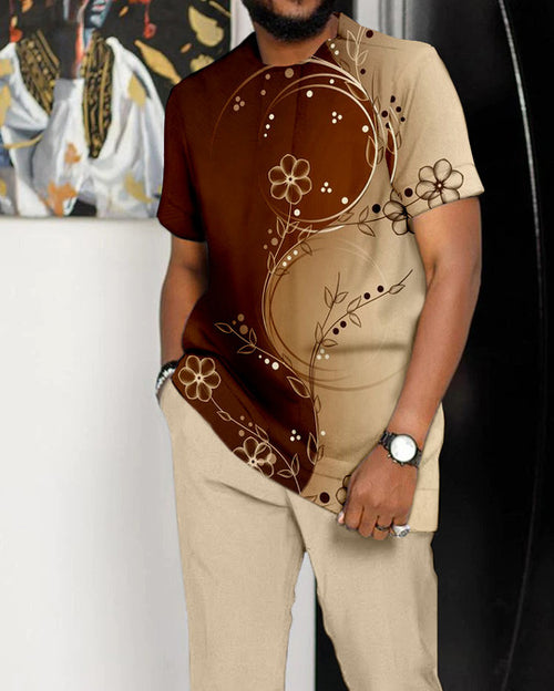 Men's Colorblock Print Walking Suit - 492