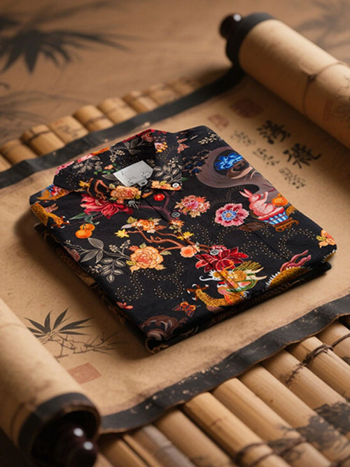 Men's Business Luxury Floral Print Short-sleeved Shirt