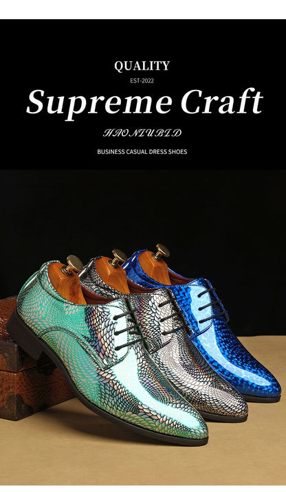 Men's snakeskin pattern leather shoes