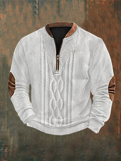 Men's Western Retro Textured Printed Sweatshirt