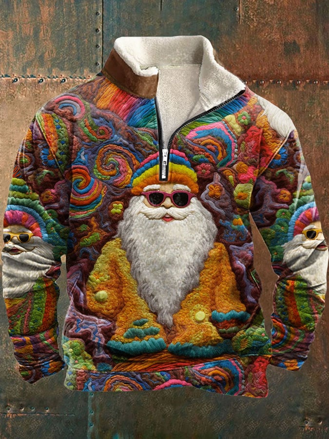 Men's Vintage Santa Print Sweatshirt