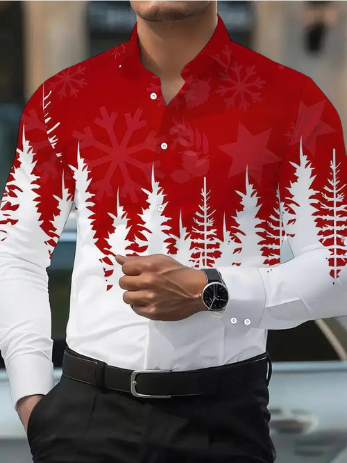 Men's Street Style Business Casual Printed Long Sleeve Shirt