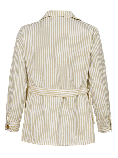 Men's Retro Striped Multi-Pocket Design Casual Suit
