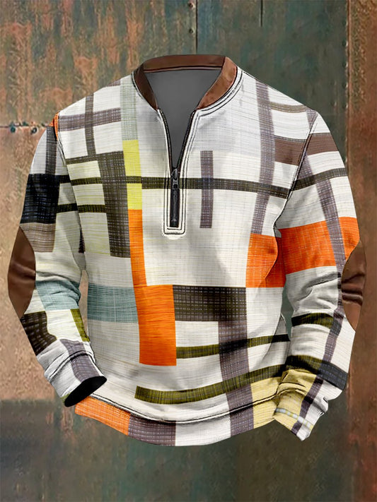 Men's Vintage Geometric Style Print Sweatshirt
