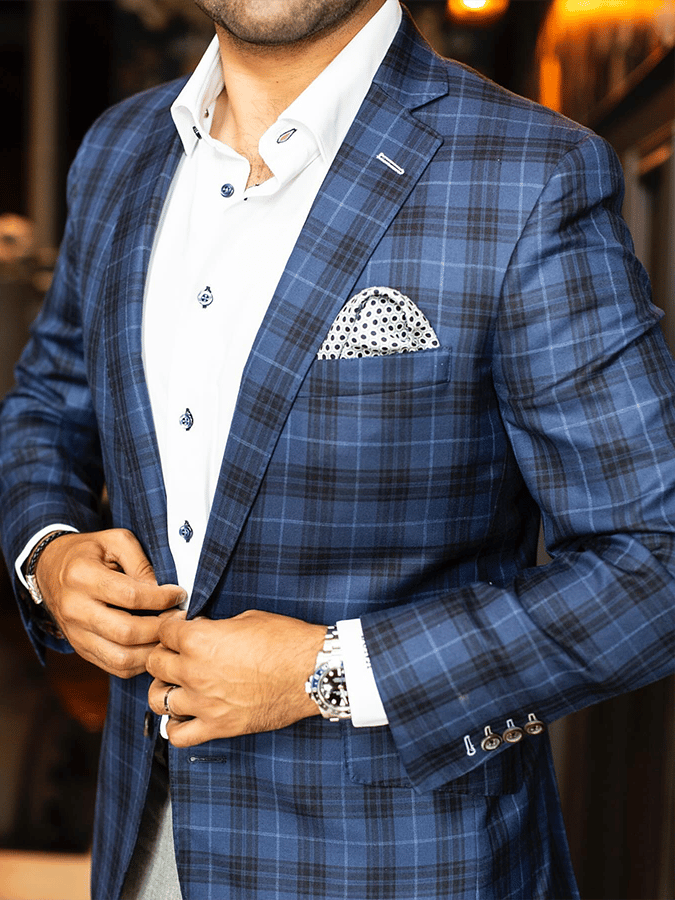 Men's Vintage Single-Breasted Plaid Gentleman's Business Suit Jacket