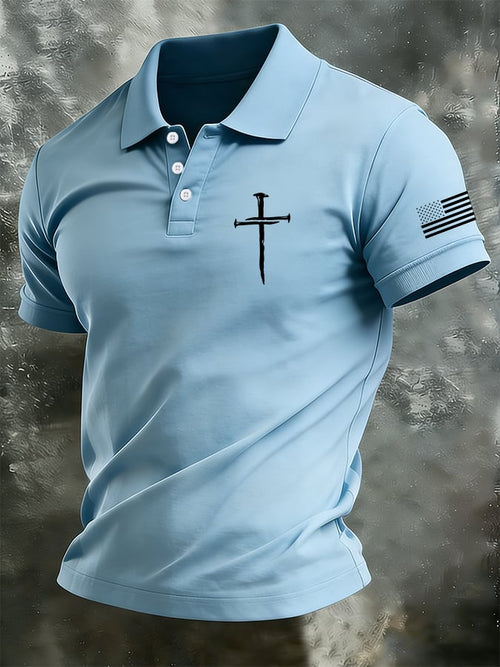 Men's Retro Faith  Casual Printed Polo Shirt