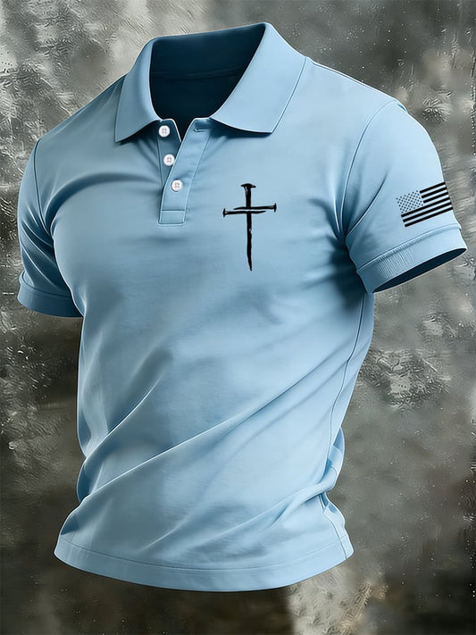 Men's Retro Faith  Casual Printed Polo Shirt