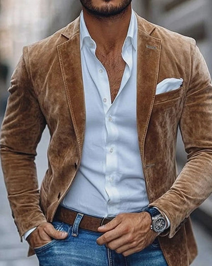 Men's Business Casual Golden Velvet Suit