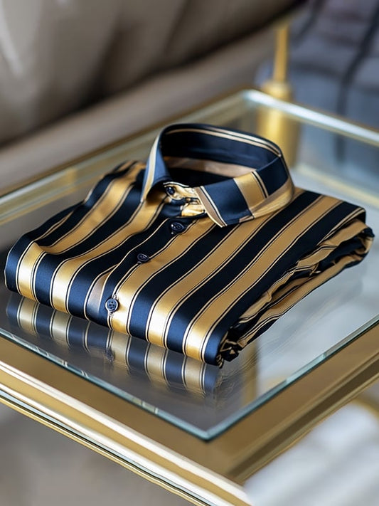 Men's Satin Luxe Print Short Sleeve Button Shirt