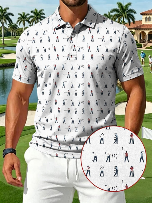 Golfer Swing Men's Printed Casual Polo Shirt