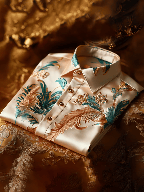 Men's Satin Luxe Print Short Sleeve Button Shirt
