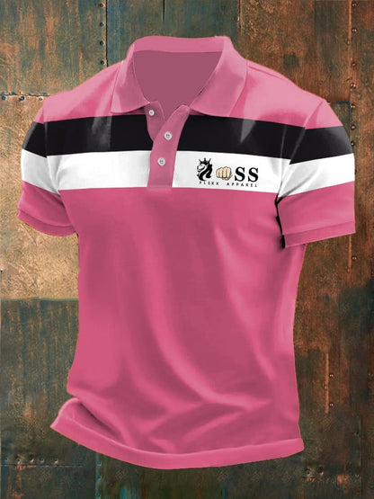 Men's casual polo shirt with contrast print