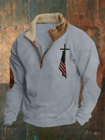Men's Casual Faith Print Long Sleeve Sweatshirt