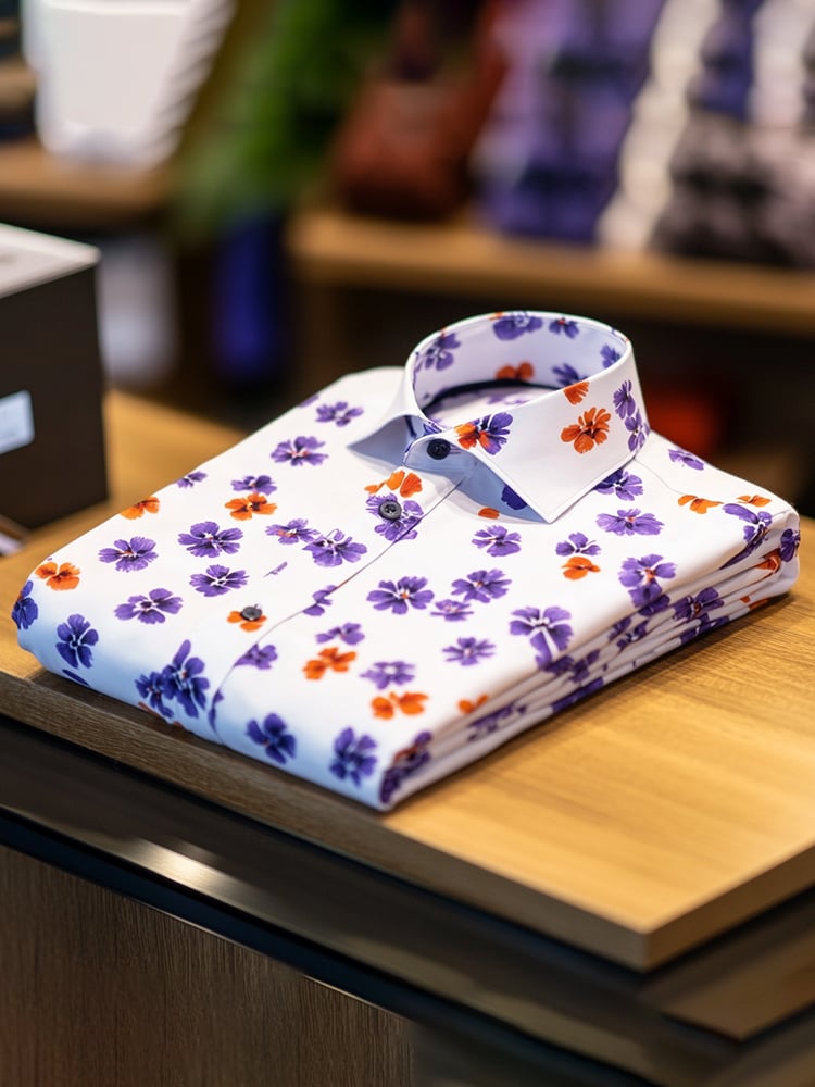 Men's Business Luxury Floral Print Short-sleeved Shirt