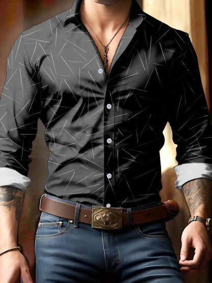Men's Business Style Geometric Print Shirt