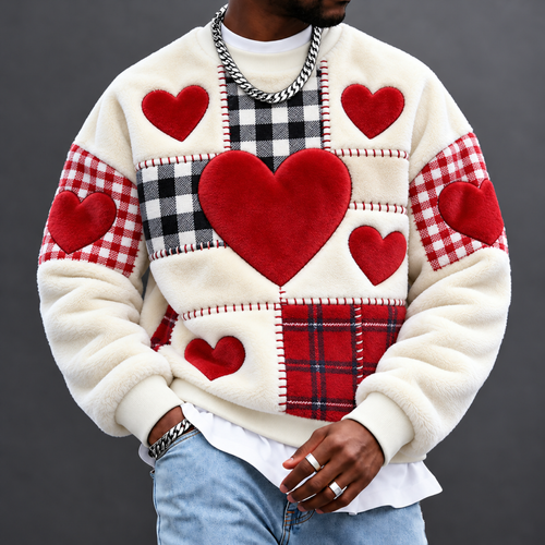 Men's Heart-Print Crewneck Sweatshirt