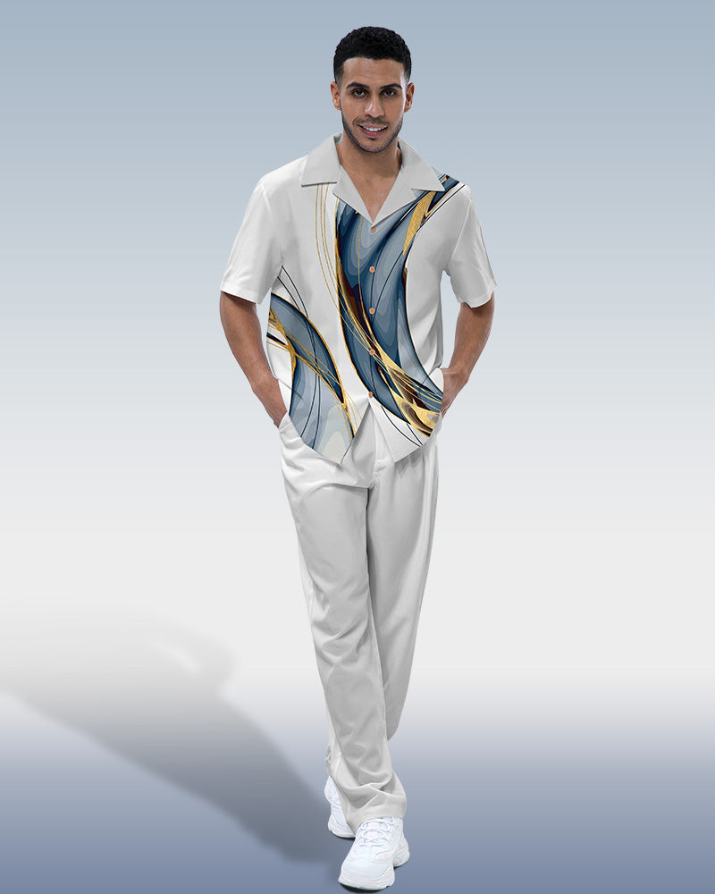 Rianmond Men's Sci-Fi Graphic Short Sleeve Walking Suit