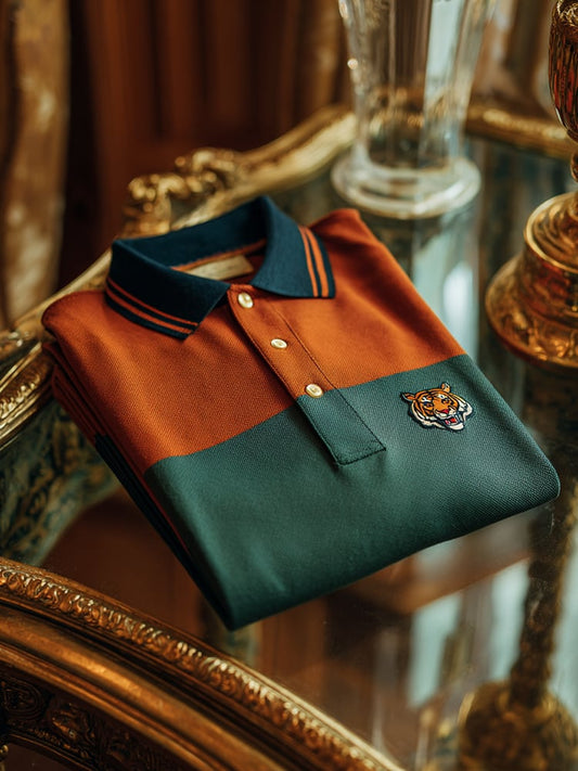 Men's Classic Business Check Button Short Sleeve Polo Shirt