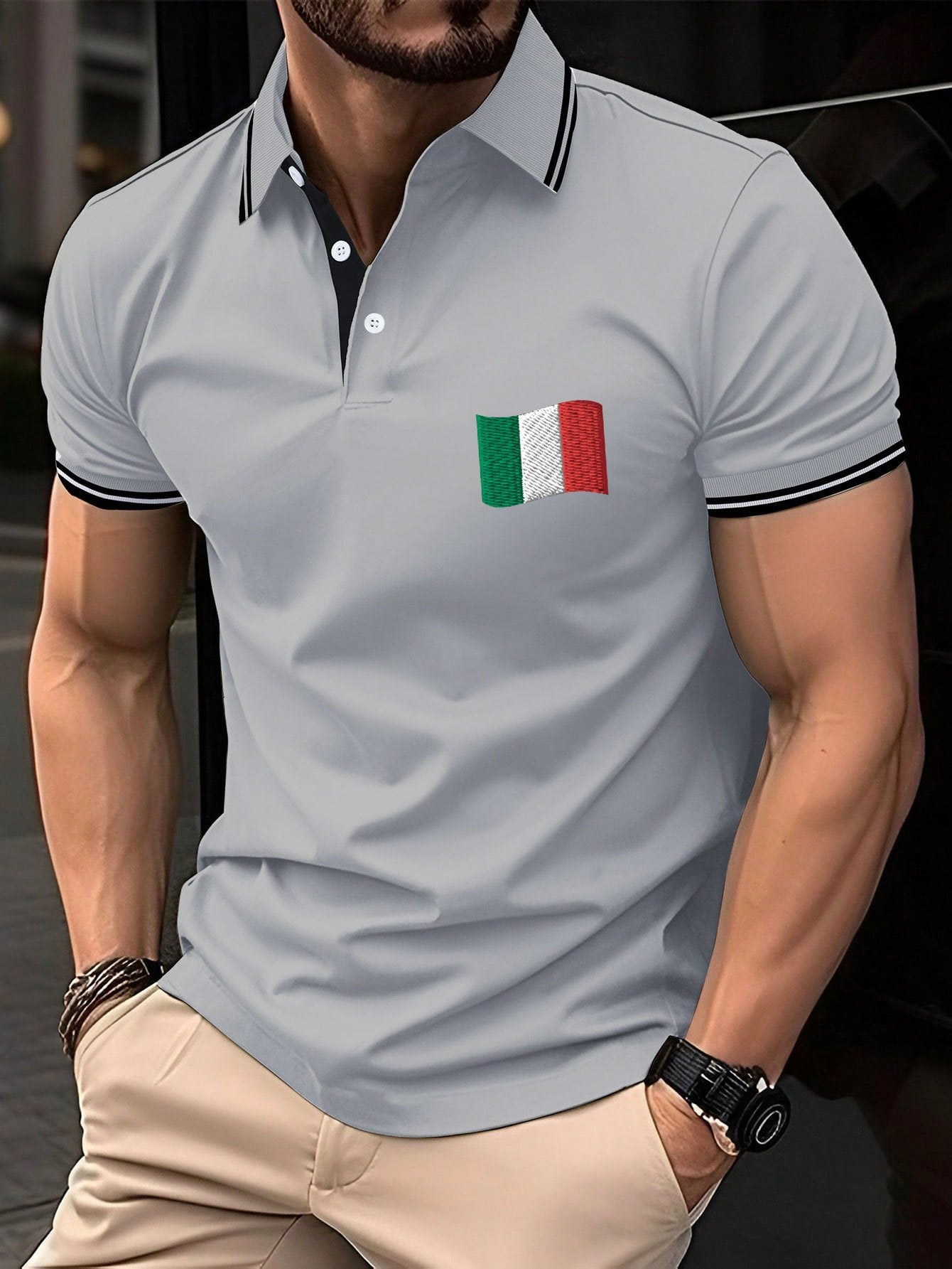 Men's "Italy" printed polo shirt