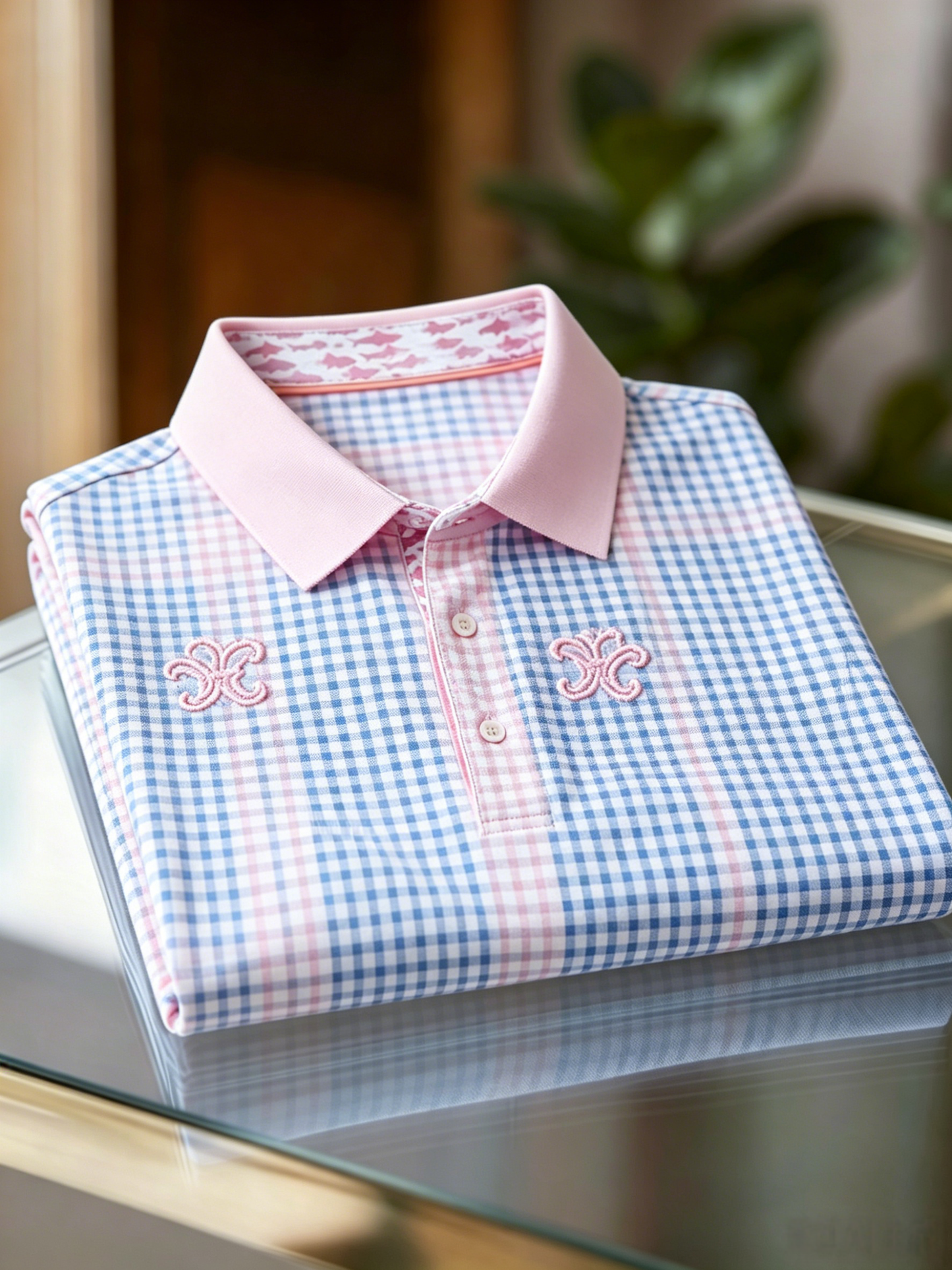 Men's Business Casual Jacquard Button Short Sleeve Polo Shirt