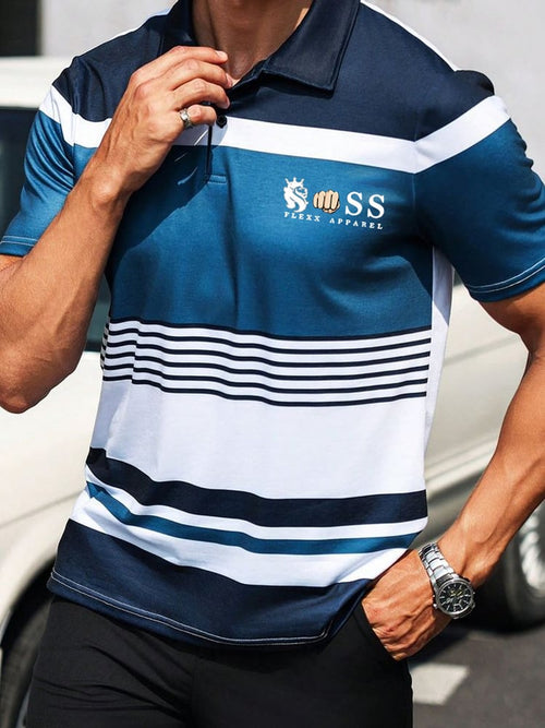 Men's Business Logo Button-Down Short Sleeve Polo Shirt