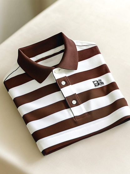 Men's Business Casual Button Short Sleeve Polo Shirt