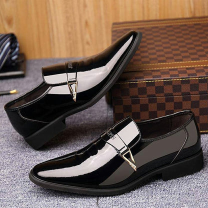 Men's Business Casual Patent Leather Dress Shoes