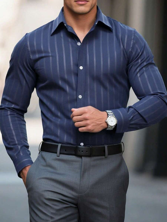 Men's Street Style Business Casual Printed Long Sleeve Shirt