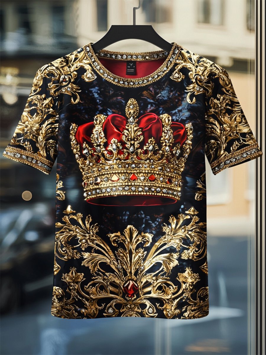 Men's Business Luxury Printed  Cotton Short Sleeve T-Shirt