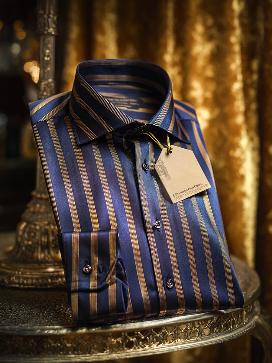 Men's Satin Luxe Stripe Long Sleeve Button-Down Shirt
