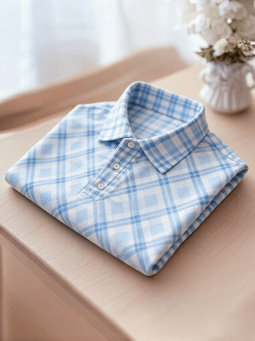 Men's Business Colorblock Plaid Print Polo Shirt