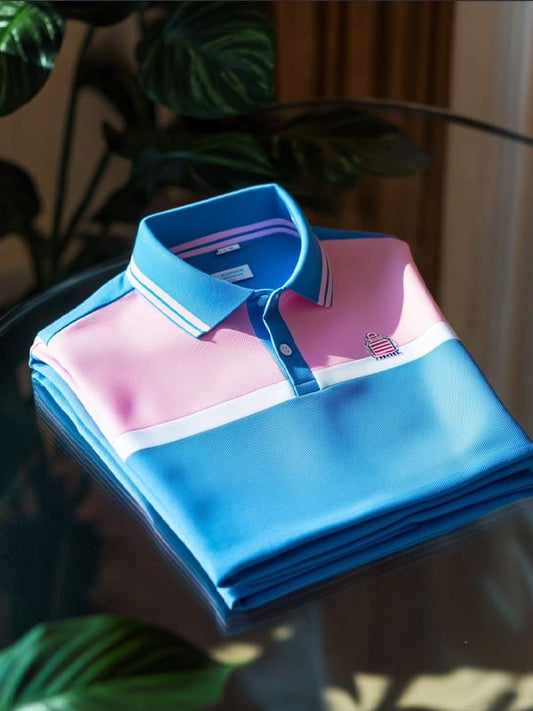 Men's Check Business Casual Short Sleeve Polo Shirt