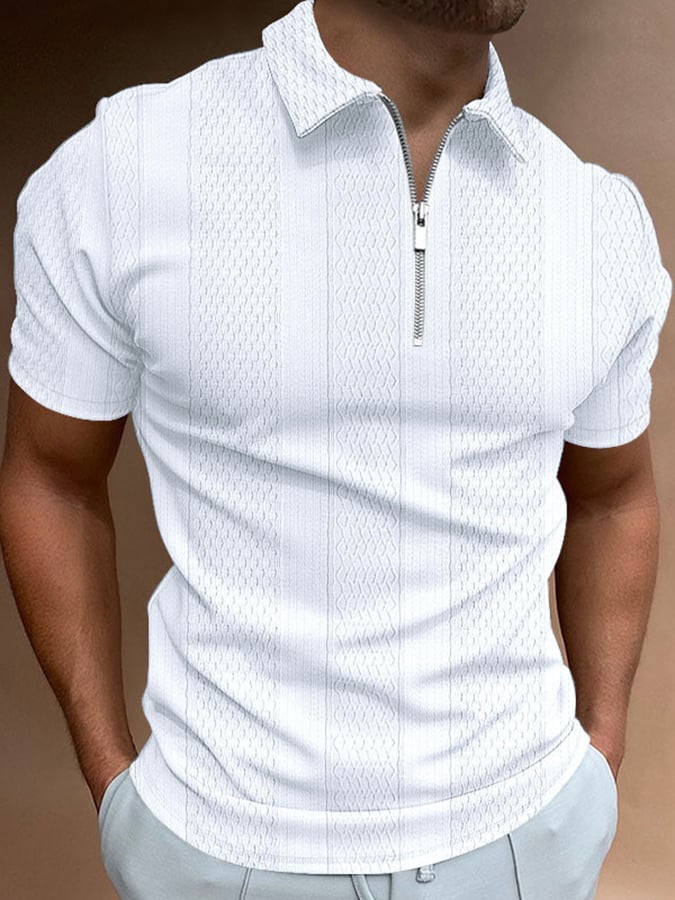 Fashion Casual Lapel Knitted Jacquard Polo