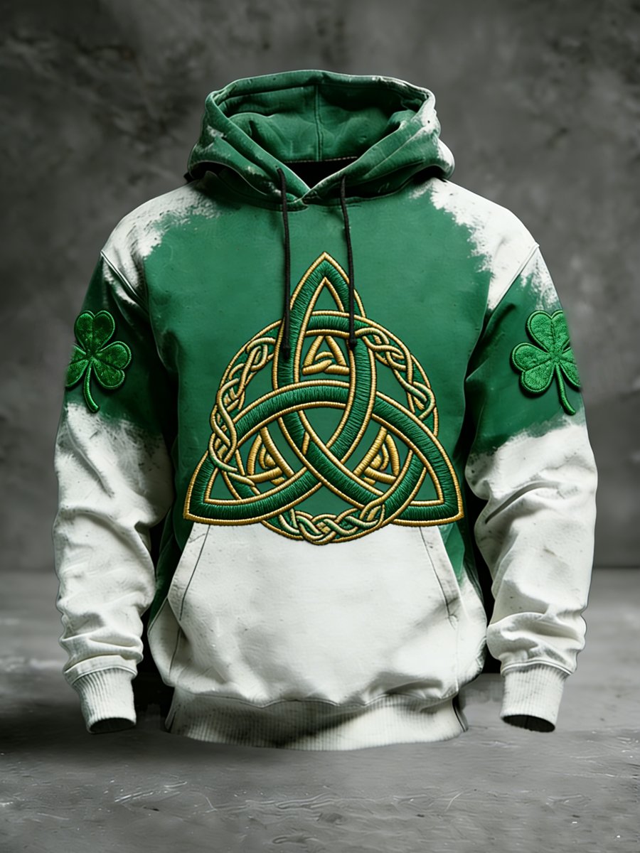 Men's Vintage St. Patrick's Day Shamrock Print Hoodie