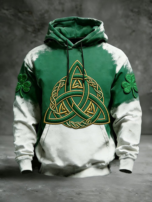 Men's Vintage St. Patrick's Day Shamrock Print Hoodie