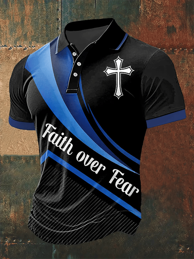 Men's Faith Printed Casual Polo Shirt