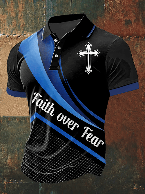 Men's Faith Printed Casual Polo Shirt