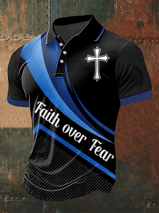 Men's Faith Printed Casual Polo Shirt