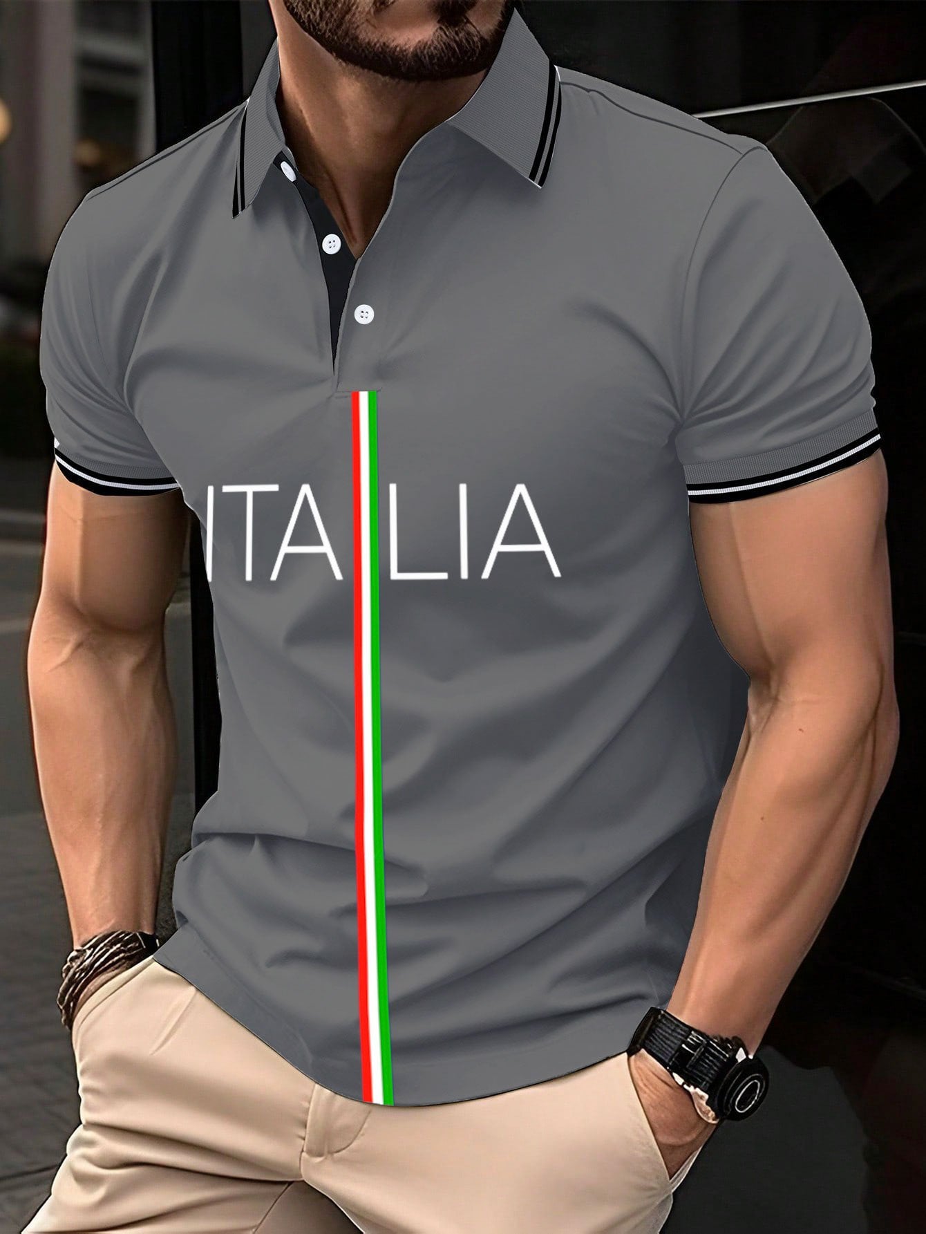 Men's "Italy" printed polo shirt