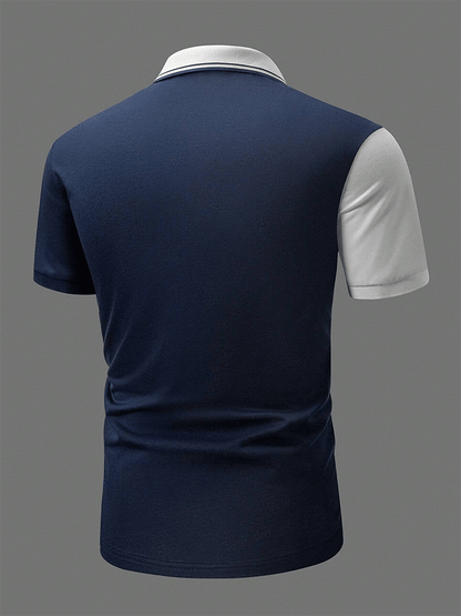 Men's Horse Stripe Print Casual Polo Shirt
