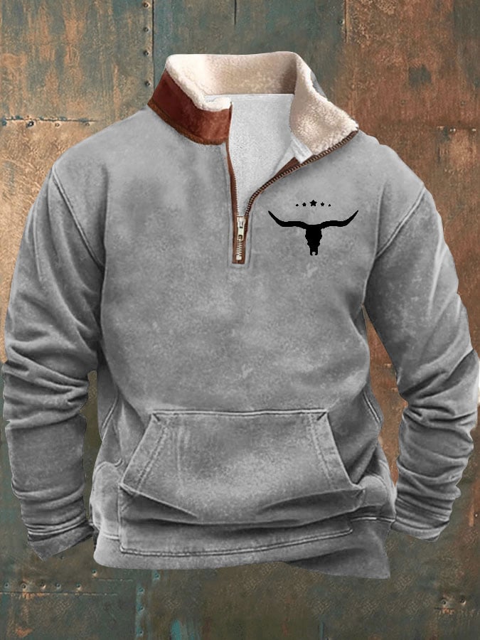 Men's Vintage Western Print Long Sleeve Sweatshirt