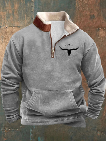 Men's Vintage Western Print Long Sleeve Sweatshirt