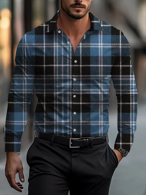 Men's Business Casual Striped Long Sleeve Shirt