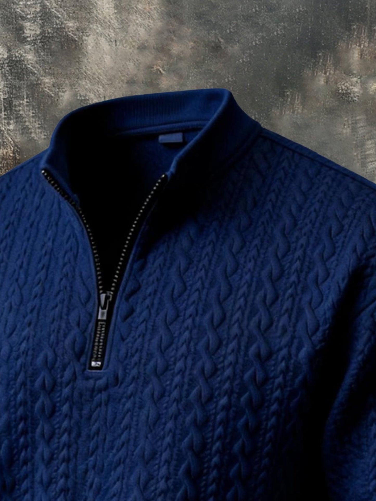 Men's Vintage-Style Textured Leather Paneling Comfortable Zip-Up Sweatshirt